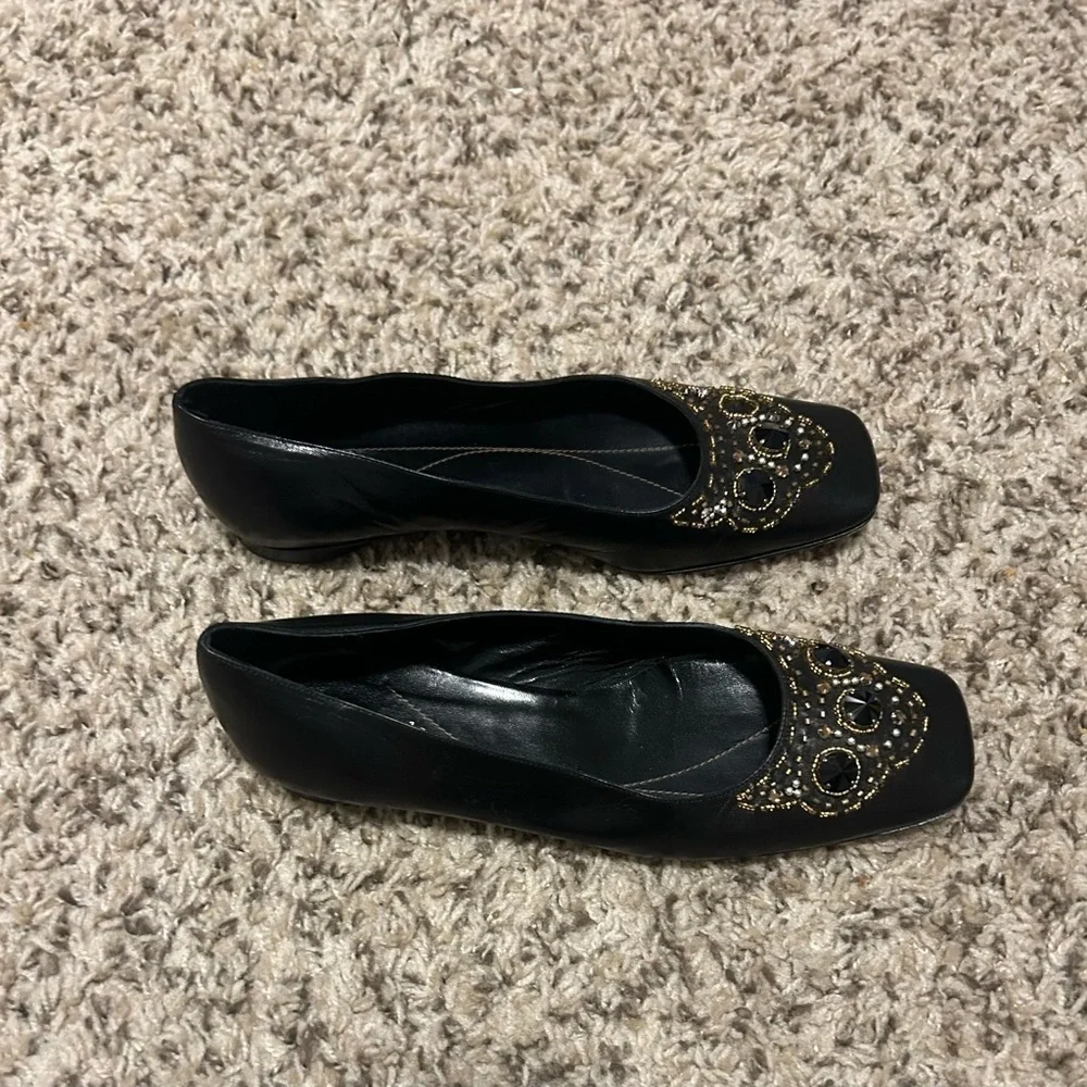 Kate Spade New York leather Jewelled Flats Size 9